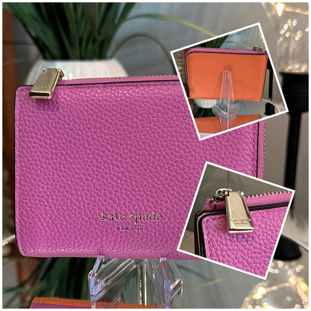 KATE SPADE ♠️ New York Ava Colorblocked Pebbled Leather Bifold Zip Wallet, NWOT